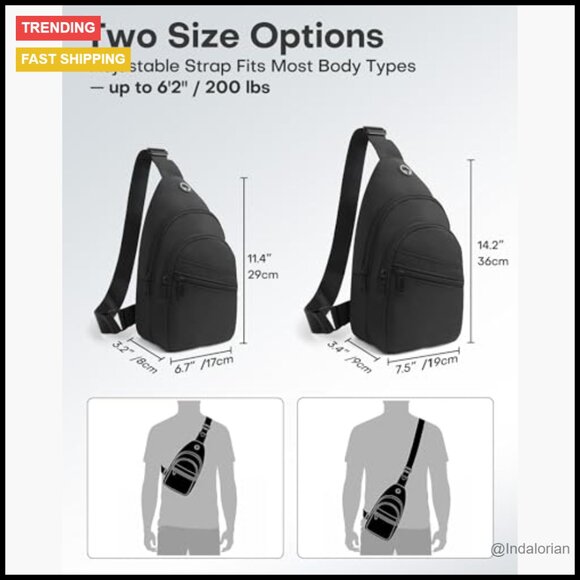 Compact Crossbody Sling Bag Adjustable Strap Travel Essentials Lightweight - Picture 3 of 7